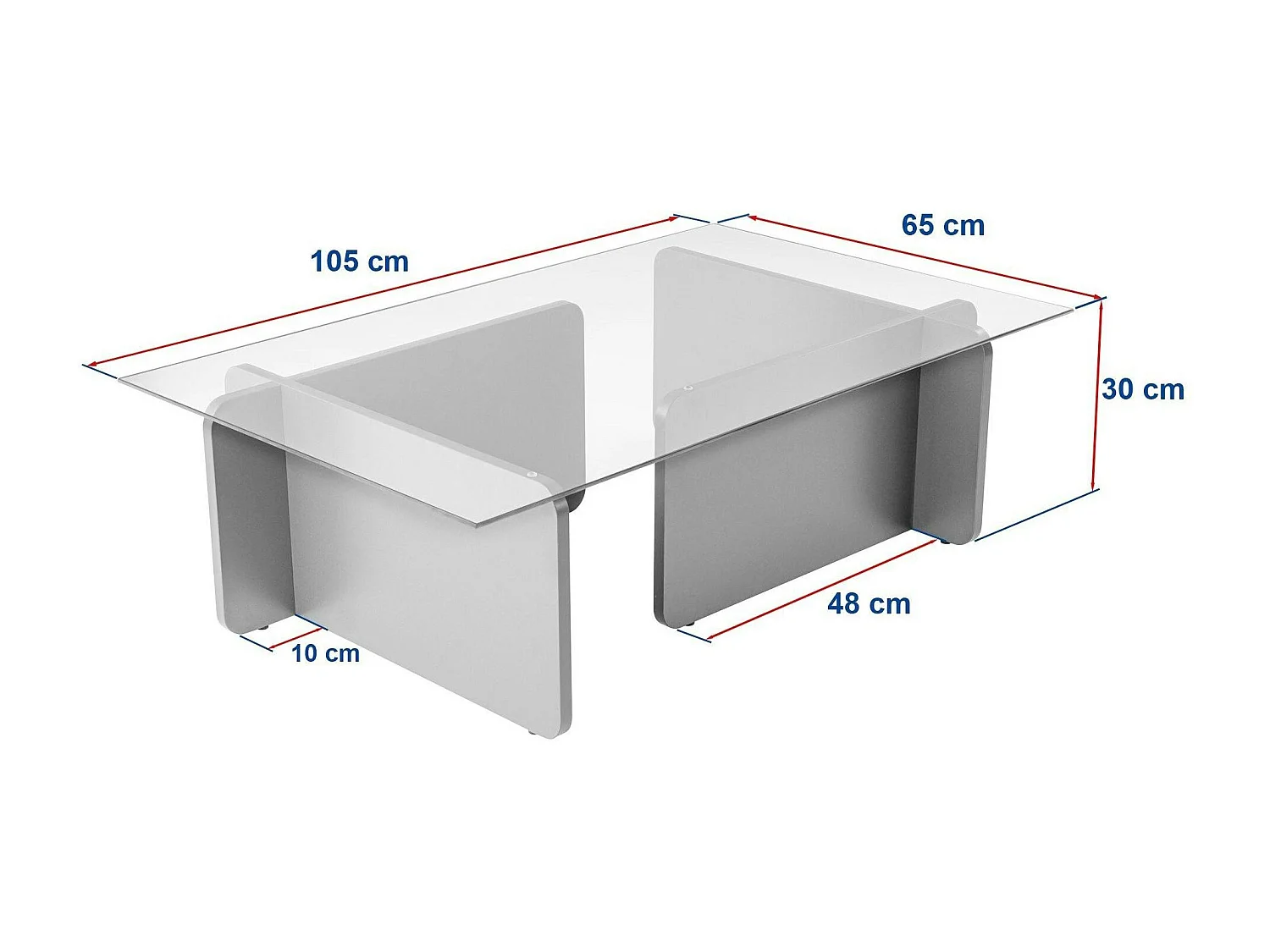 Table basse verre déstructurée – base effet chêne clair SALTA