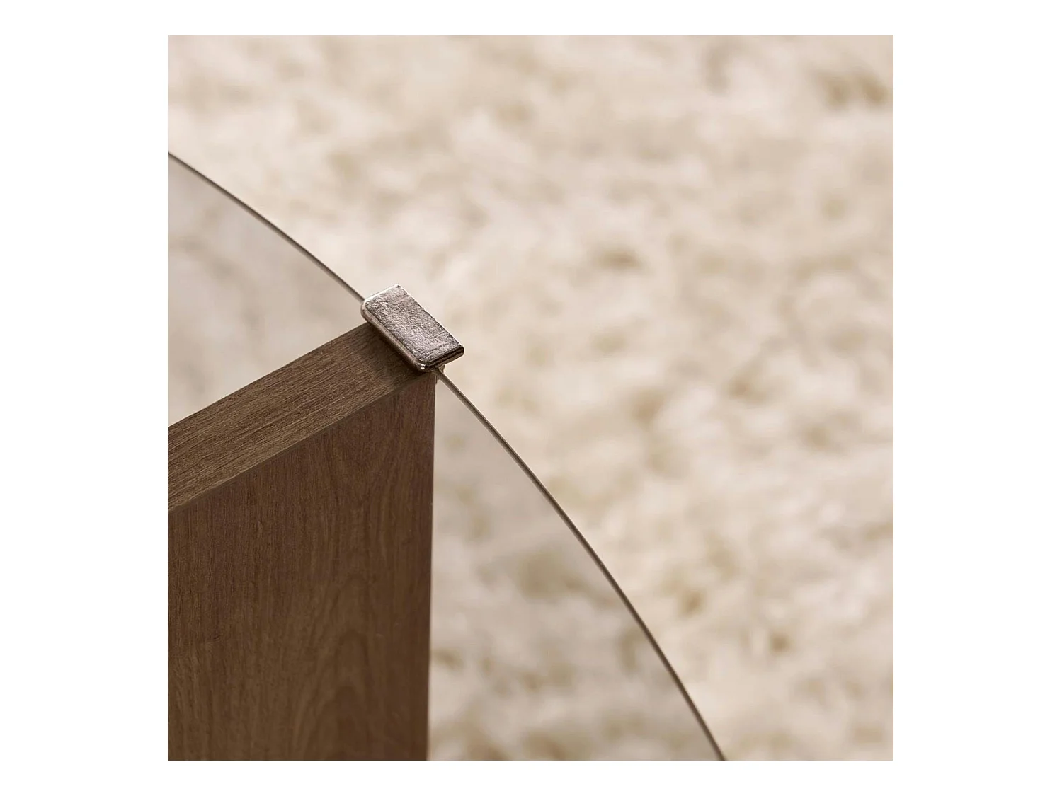 Table basse verre fumé double plateau - effet chêne SALTA