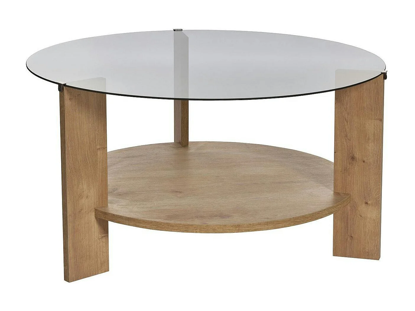 Table basse verre fumé double plateau - effet chêne SALTA