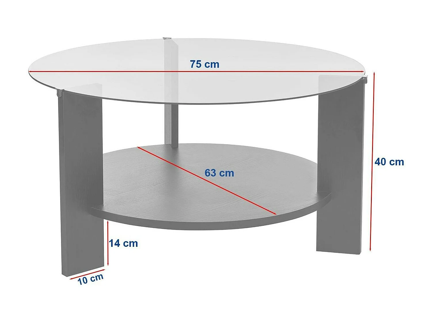 Table basse verre fumé double plateau - effet chêne SALTA