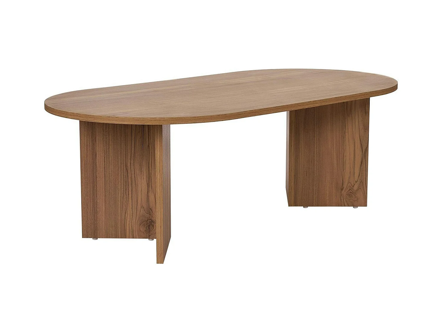 Table basse ovale effet chêne huilé - pieds en V MARFA