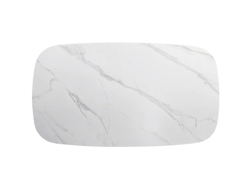 Table basse 150 cm céramique blanc marbré et pieds métal – OPALINE