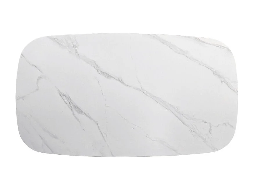 Table basse 150 cm céramique blanc marbré et pieds métal – OPALINE