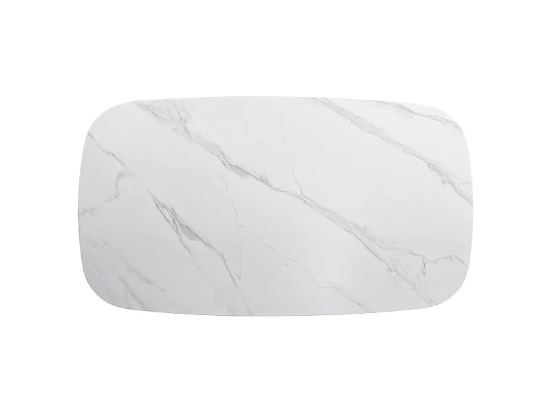 Table basse 150 cm céramique blanc marbré et pieds métal – OPALINE