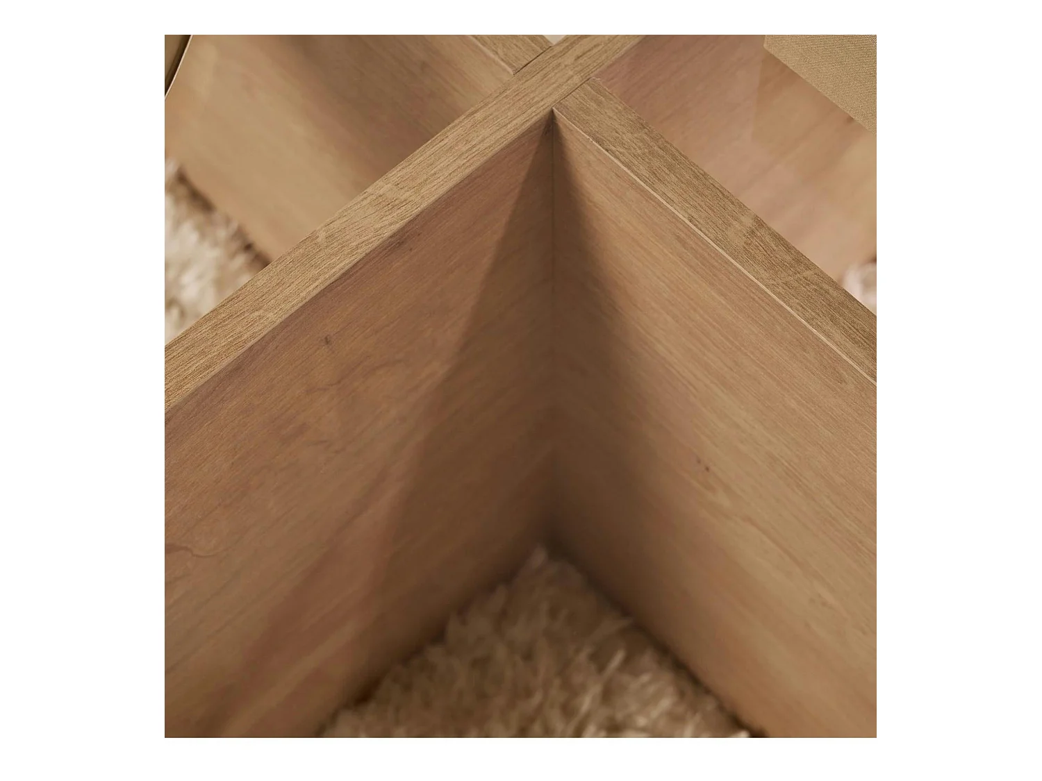 Table basse en verre - pied en croix effet chêne clair SALTA