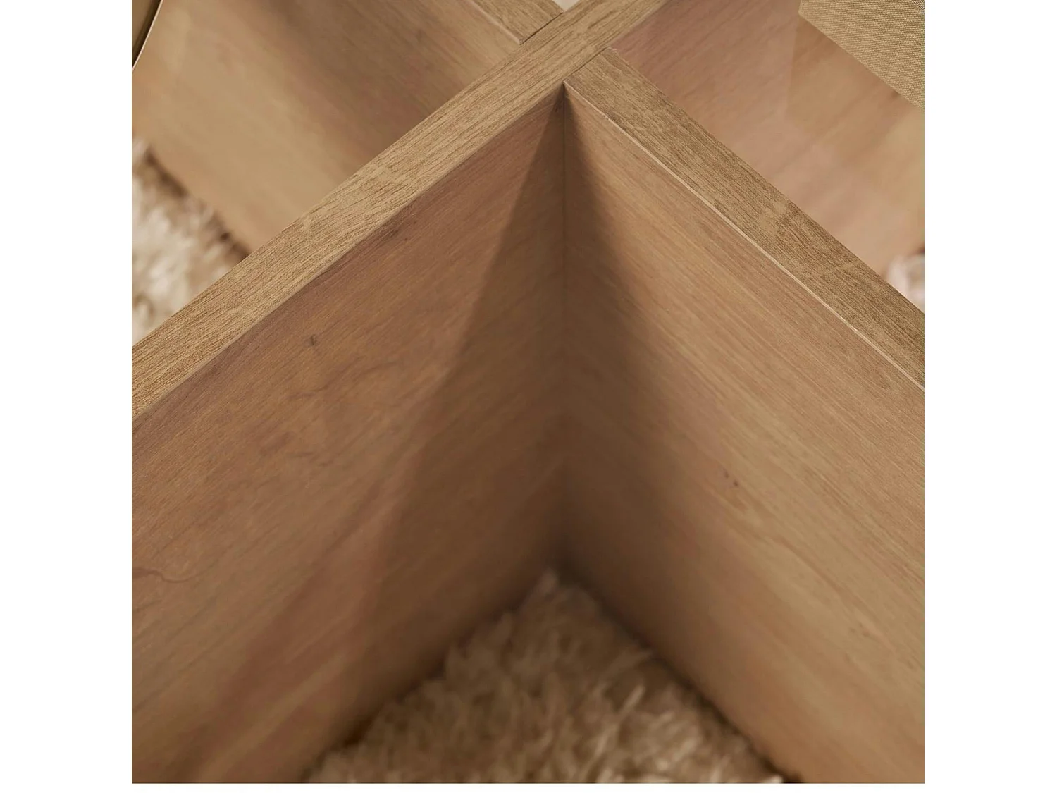 Table basse en verre - pied en croix effet chêne clair SALTA