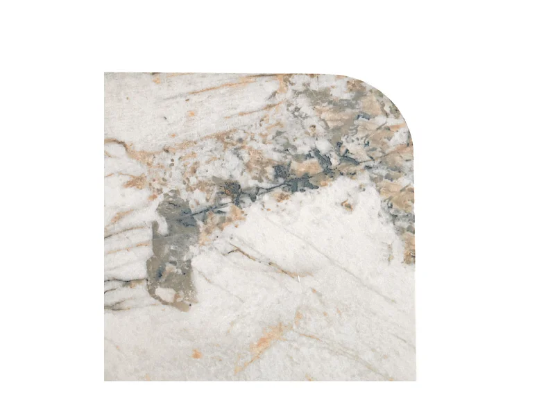 Table d'appoint carrée céramique marbré beige pied trapèze - OSWALD