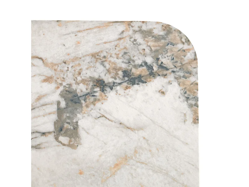 Table d'appoint carrée céramique marbré beige pied trapèze - OSWALD