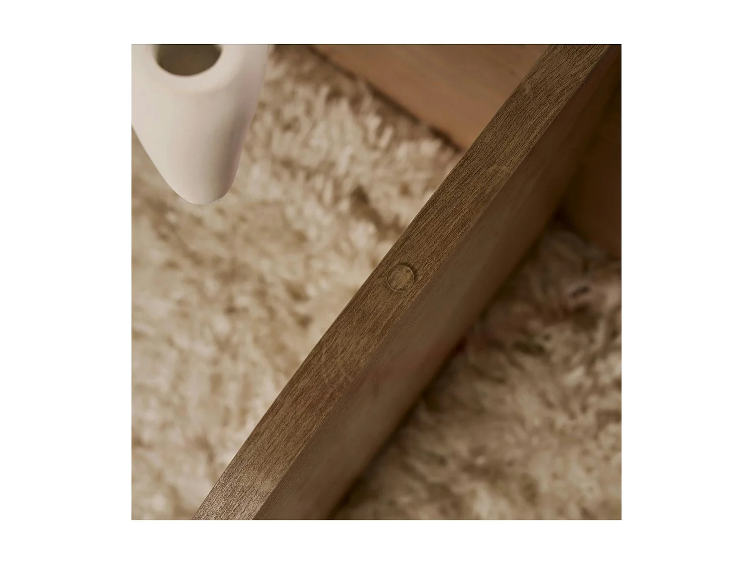 Table basse verre fumé - pied en croix effet chêne clair SALTA