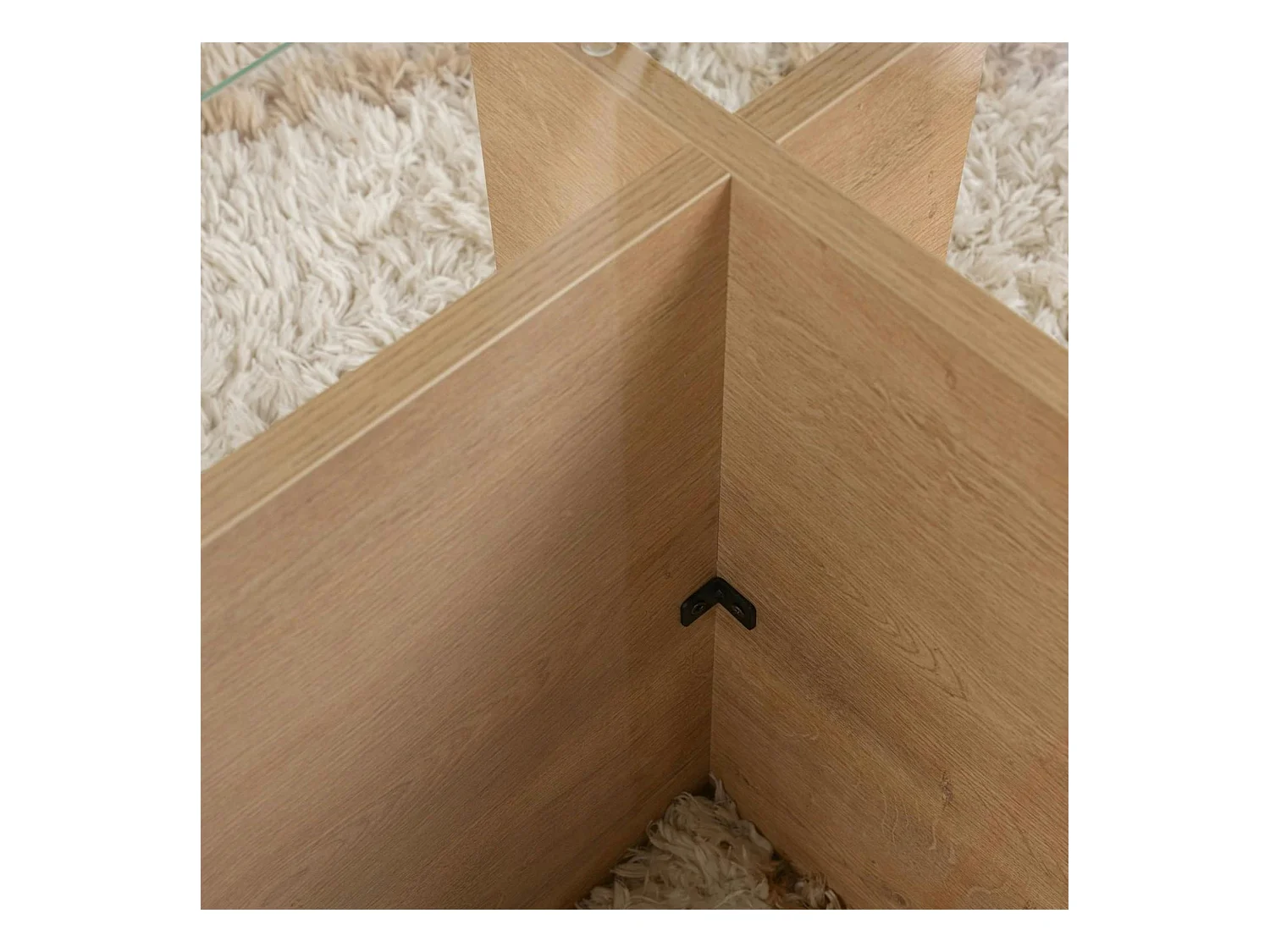 Table basse verre déstructurée – effet chêne cl., H. 40 cm SALTA