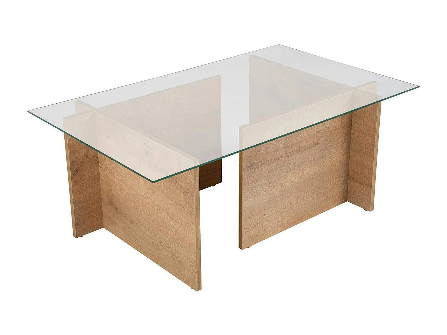 Table basse verre déstructurée – effet chêne cl., H. 40 cm SALTA