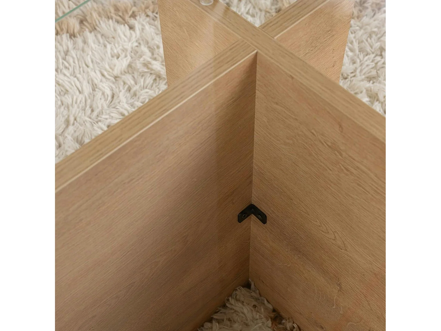 Table basse verre déstructurée – effet chêne cl., H. 40 cm SALTA