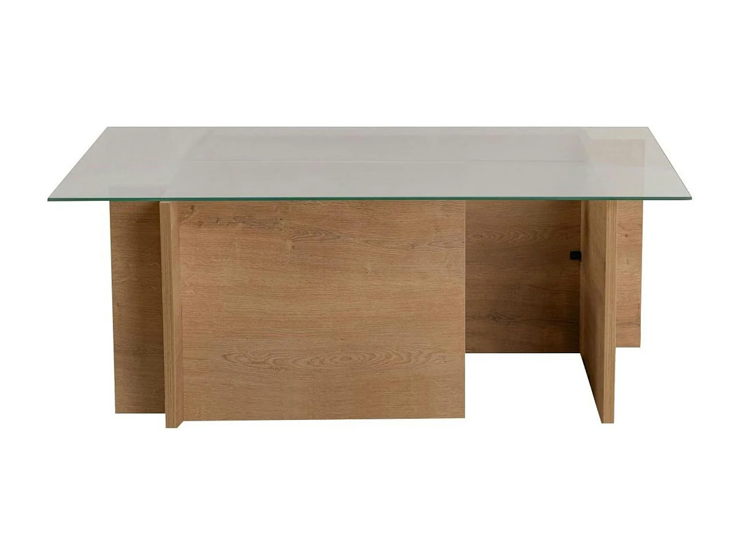 Table basse verre déstructurée – effet chêne cl., H. 40 cm SALTA