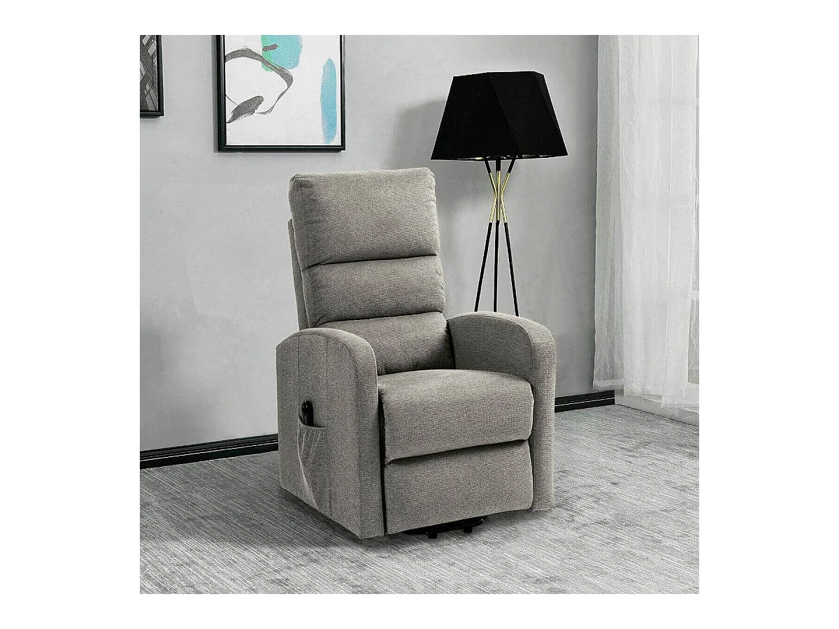 Fauteuil relax releveur tissu polyester traité hydrophobe taupe - TIKSI