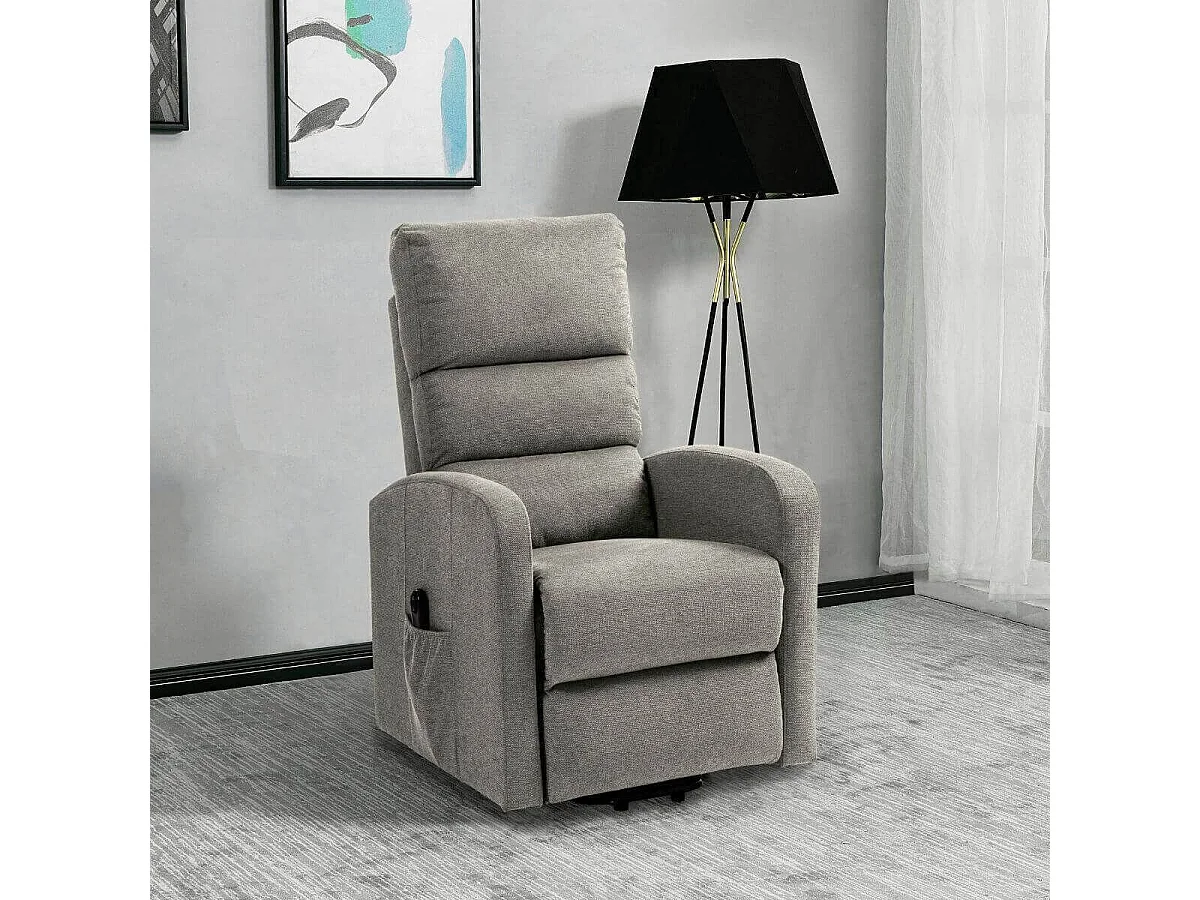 Fauteuil relax releveur tissu polyester traité hydrophobe taupe - TIKSI
