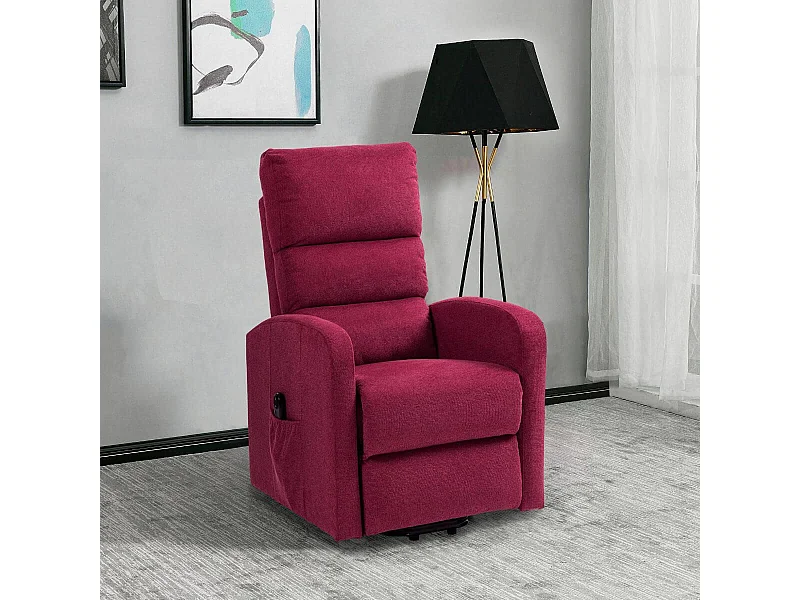 Fauteuil relax releveur tissu polyester traité hydrophobe rouge - TIKSI