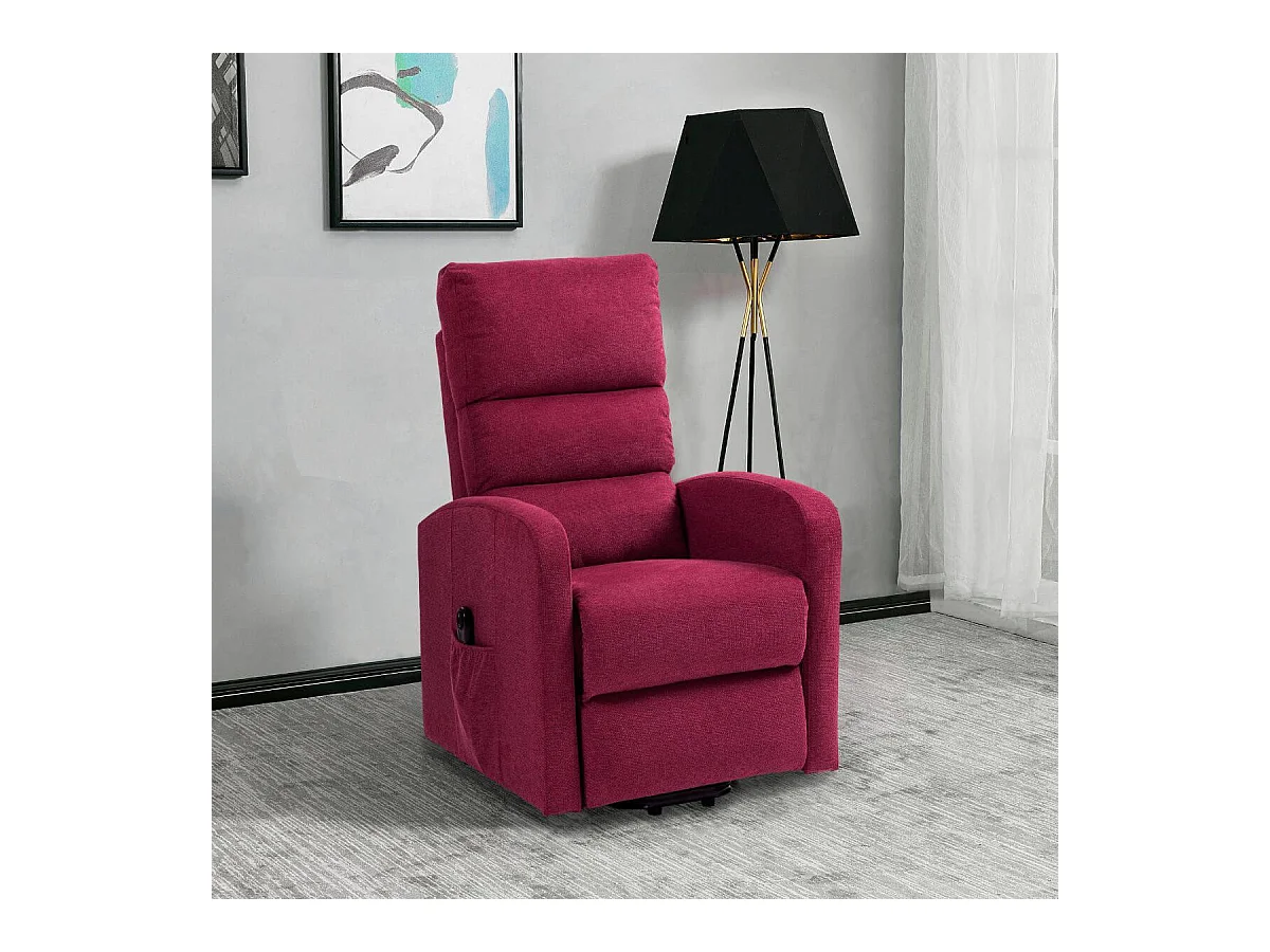 Fauteuil relax releveur tissu polyester traité hydrophobe rouge - TIKSI