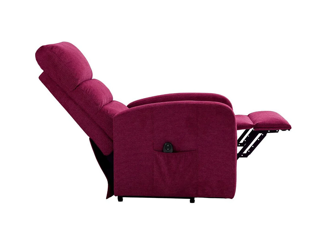Fauteuil relax releveur tissu polyester traité hydrophobe rouge - TIKSI