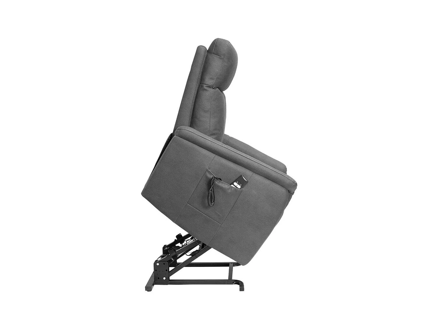 Fauteuil relax releveur tissu polyester imitation cuir gris foncé - GIACOMO