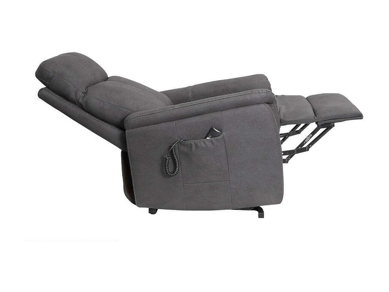 Fauteuil relax releveur tissu polyester imitation cuir gris foncé - GIACOMO