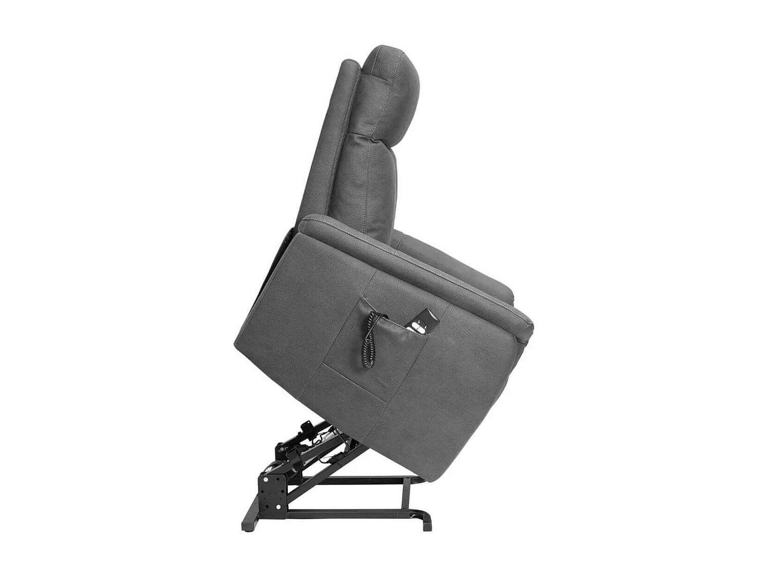 Fauteuil relax releveur tissu polyester imitation cuir gris foncé - GIACOMO