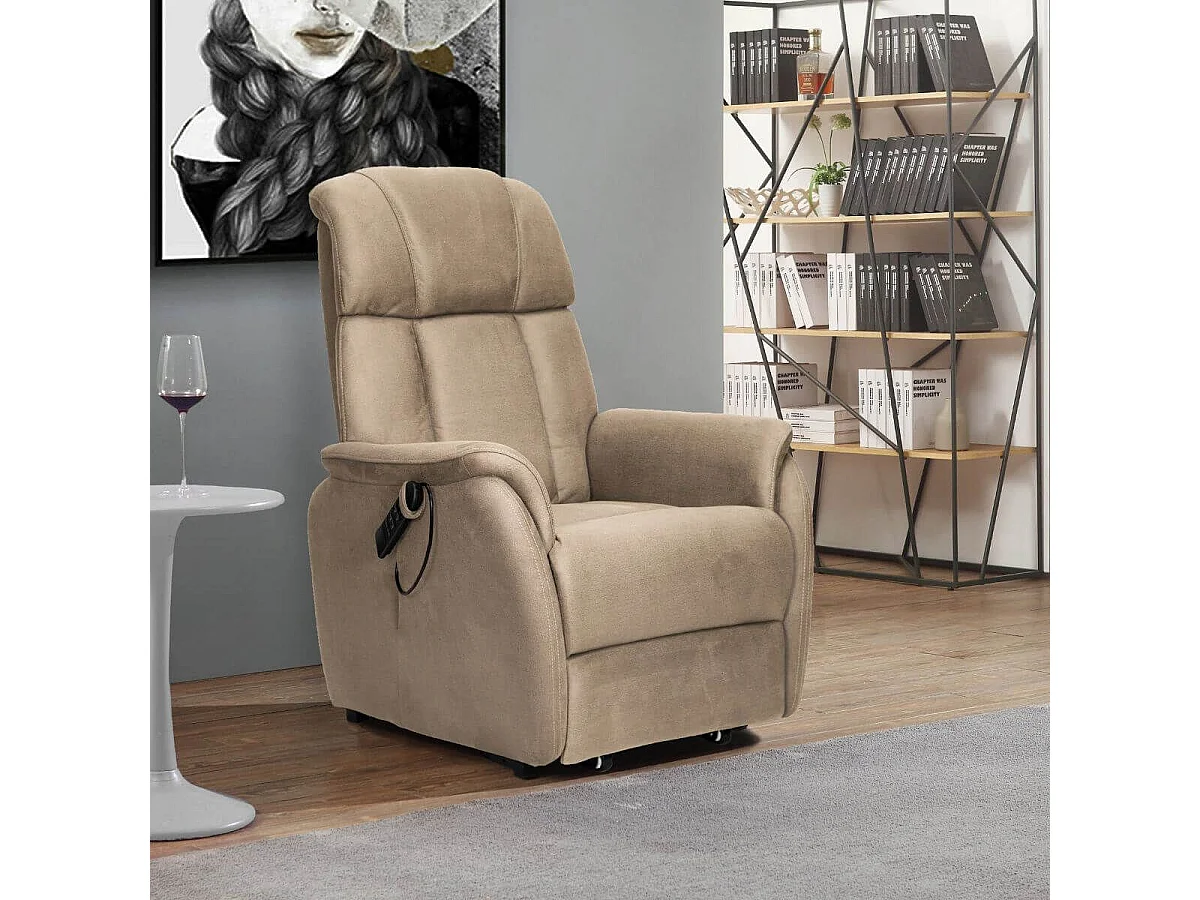 Fauteuil relax releveur tissu polyester beige - SPAZIO
