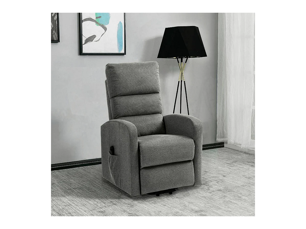 Fauteuil relax releveur tissu polyester traité hydrophobe gris - TIKSI