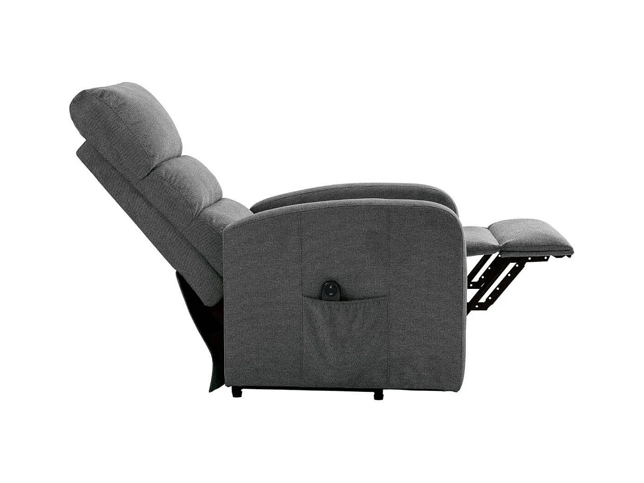 Fauteuil relax releveur tissu polyester traité hydrophobe gris - TIKSI