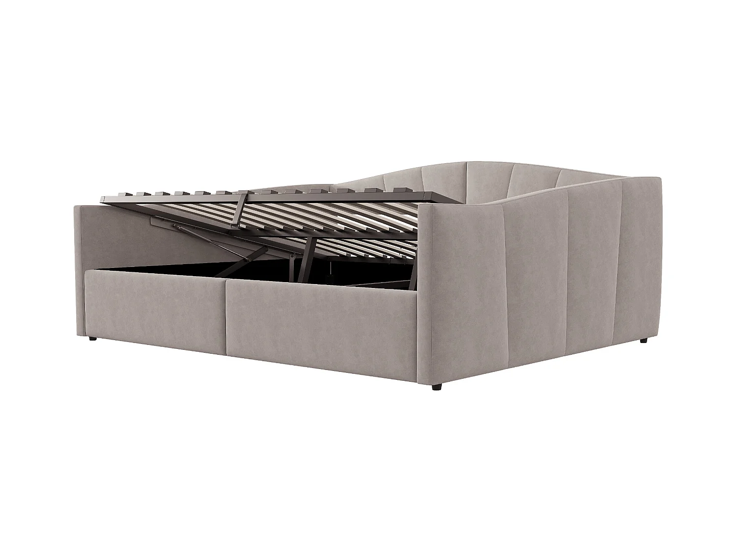 Tweepersoonsbed 140x200 cm met hydraulische opbergruimte, slaapbank met lattenbodem, lichtgrijs