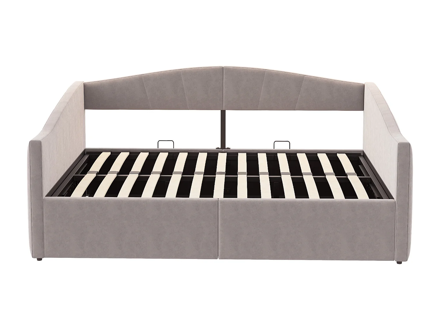Tweepersoonsbed 140x200 cm met hydraulische opbergruimte, slaapbank met lattenbodem, lichtgrijs