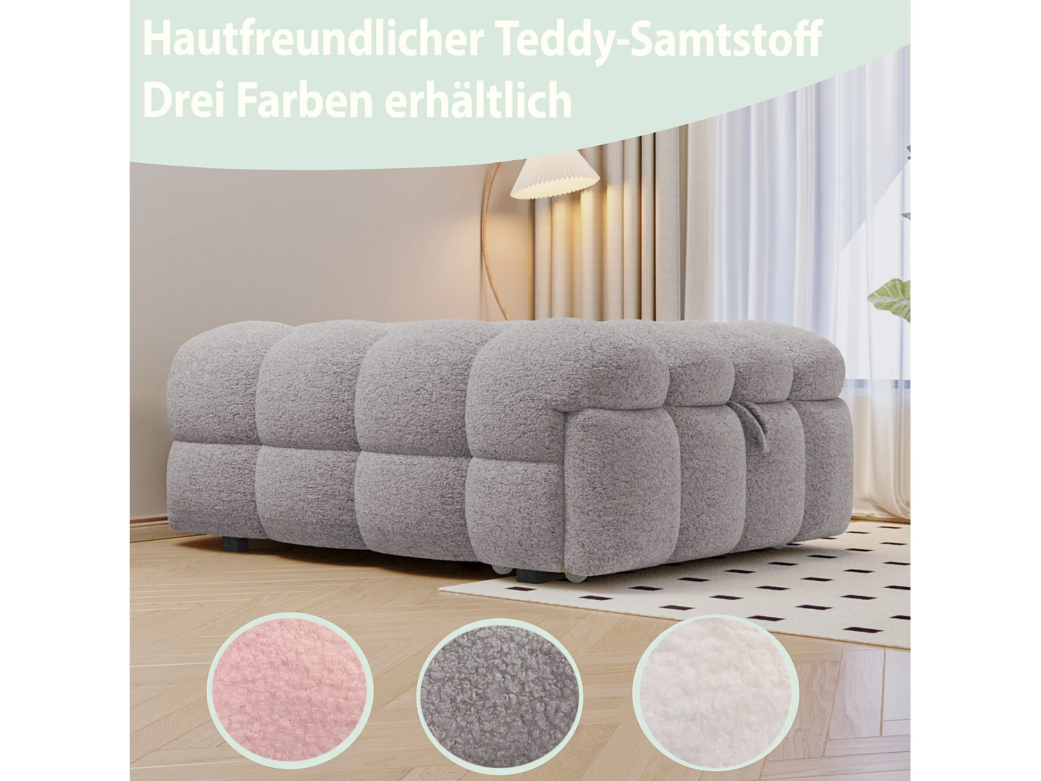 Lit rembourré 183 x 76 x 42 cm, 2 en 1 Canapé-lit Convertible, Bed Frame Simple, Lit Pouf, gris