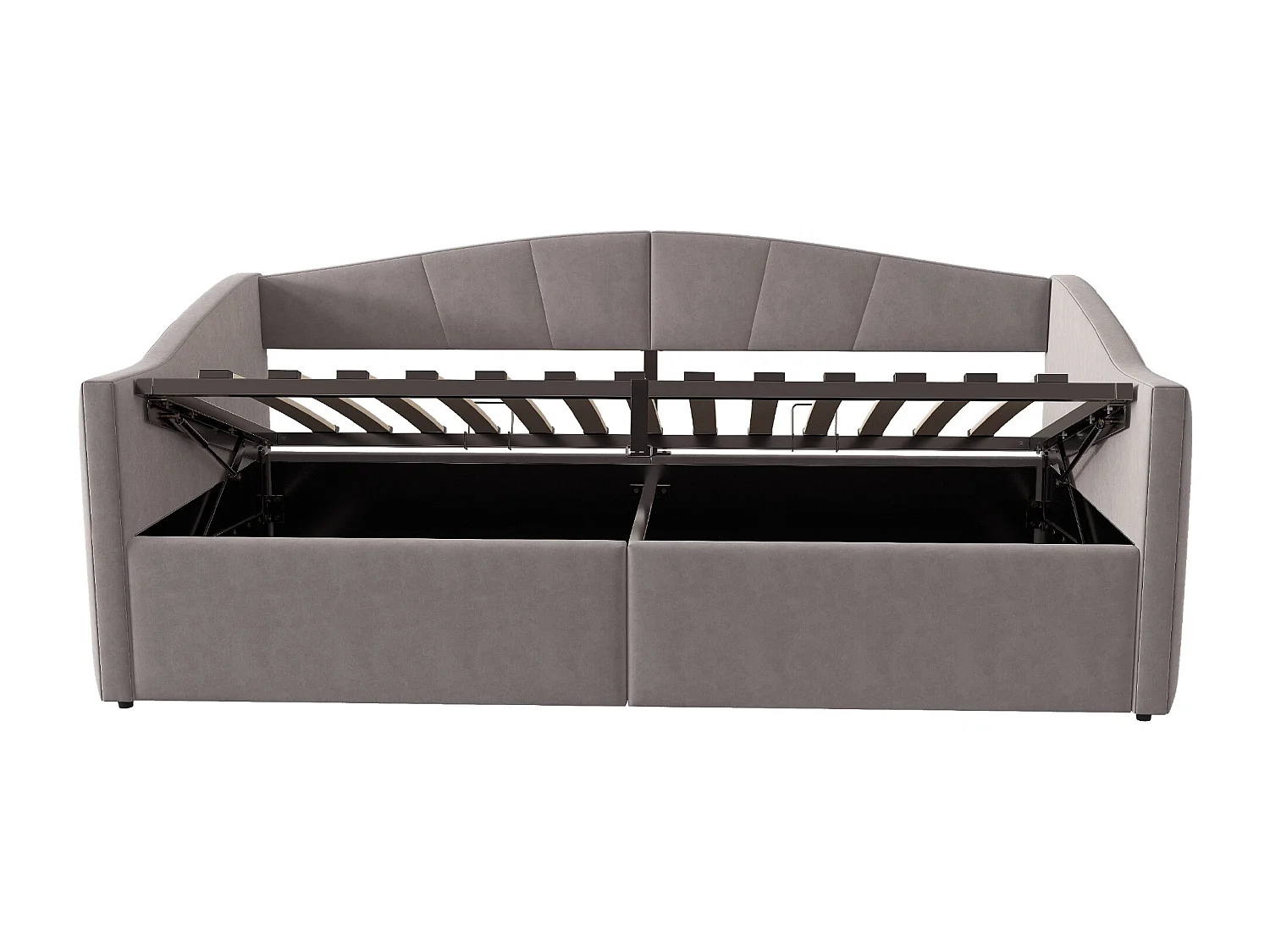 Tweepersoonsbed 90x200 cm met hydraulische opbergruimte, slaapbank met lattenbodem, lichtgrijs