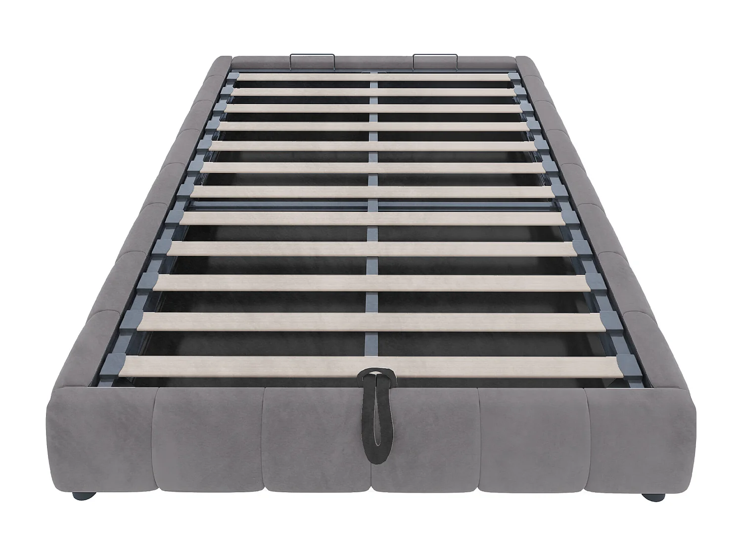 Gestoffeerd bed, 140 x 200 cm, met opbergruimte, met LED, tweepersoonsbed zonder hoofdbord, Grijs