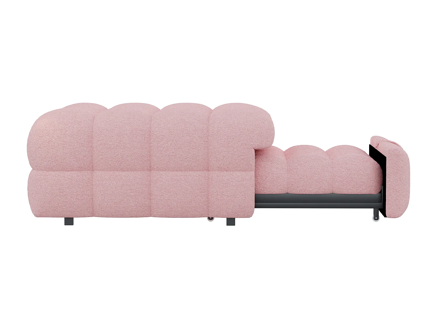 Lit rembourré 183 x 76 x 42 cm, 2 en 1 Canapé-lit Convertible, Bed Frame Simple, Lit Pouf, Rose