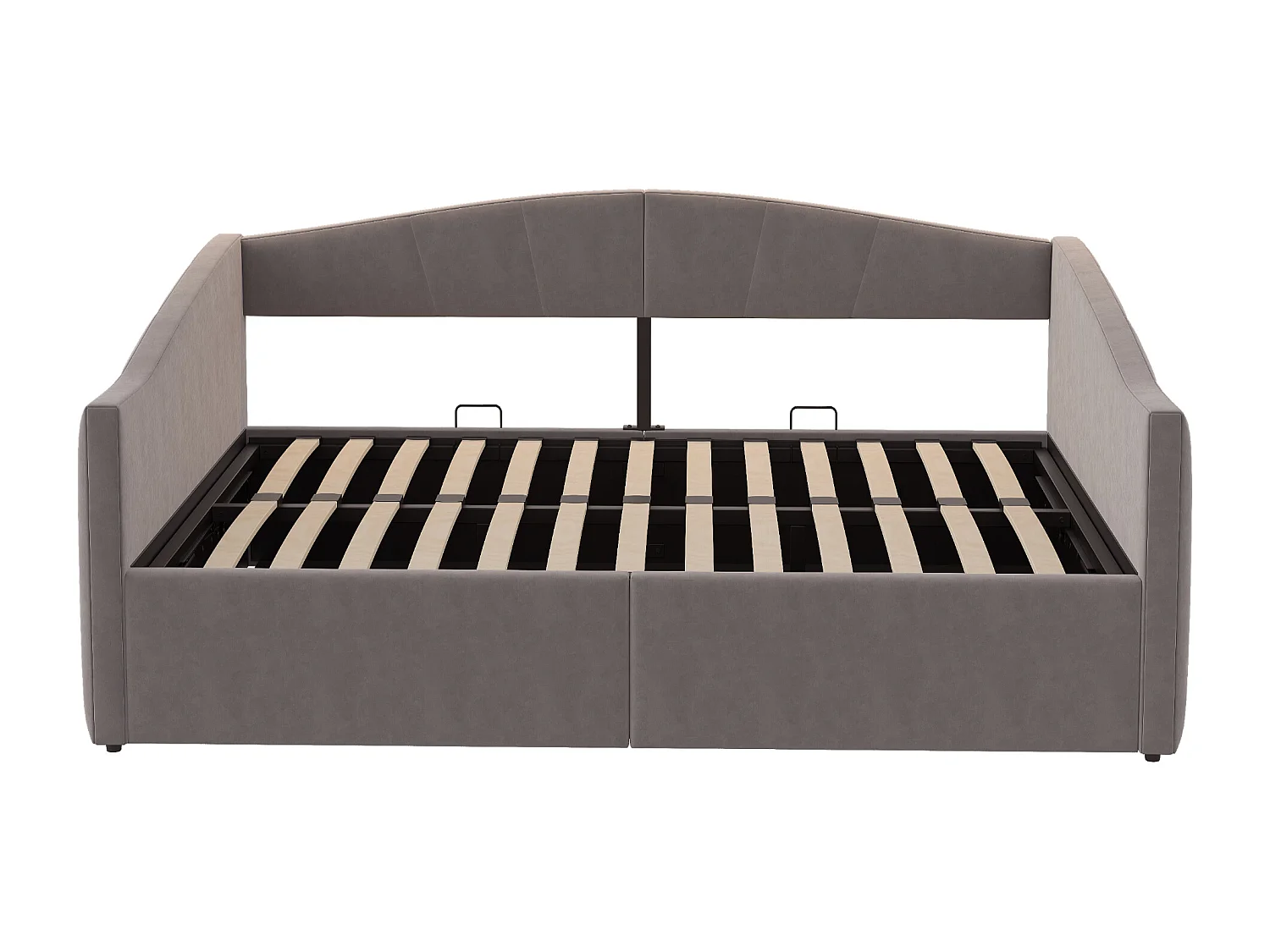 Lit Double 140x200 cm avec Rangement Hydraulique, Canapé lit avec sommier à Lattes, Gris Clair