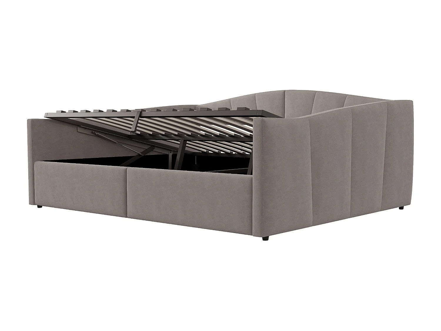 Tweepersoonsbed 140x200 cm met hydraulische opbergruimte, slaapbank met lattenbodem, lichtgrijs