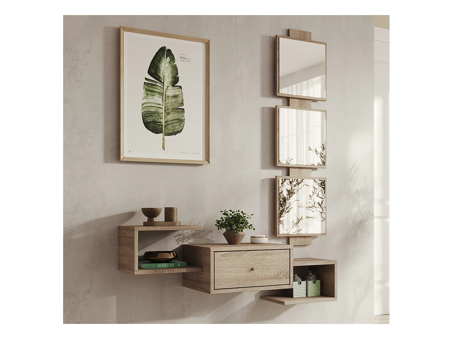 Meuble d'entrée pour Hall d'entrée Couloir en Sonoma 99,5x22x145cm Neo