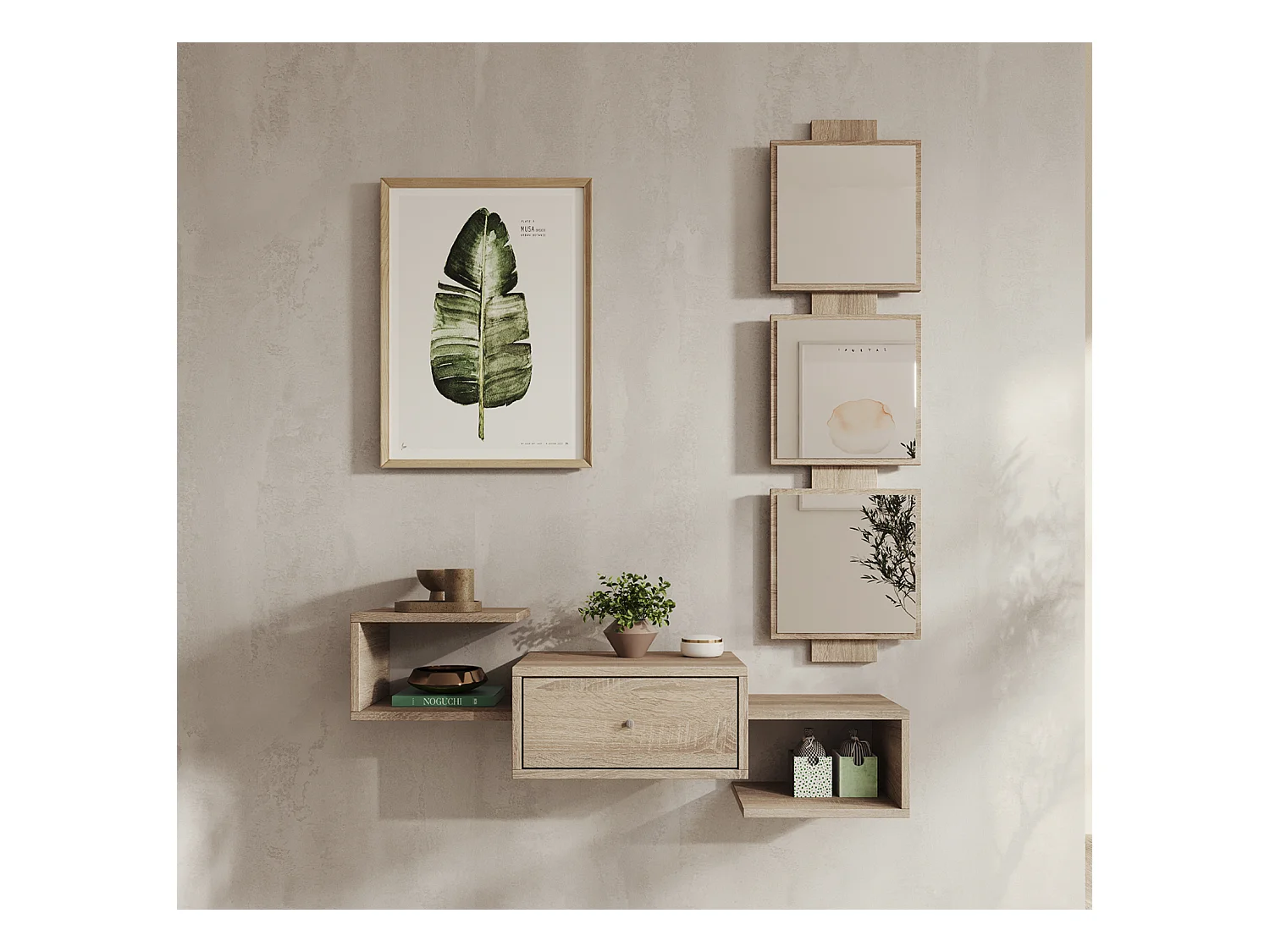 Meuble d'entrée pour Hall d'entrée Couloir en Sonoma 99,5x22x145cm Neo