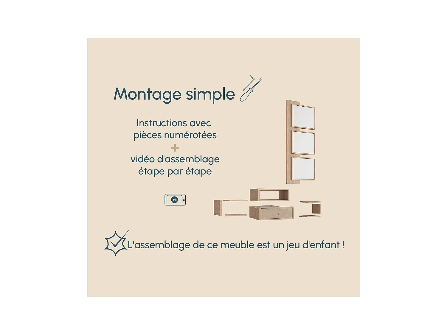 Meuble d'entrée pour Hall d'entrée Couloir en Sonoma 99,5x22x145cm Neo