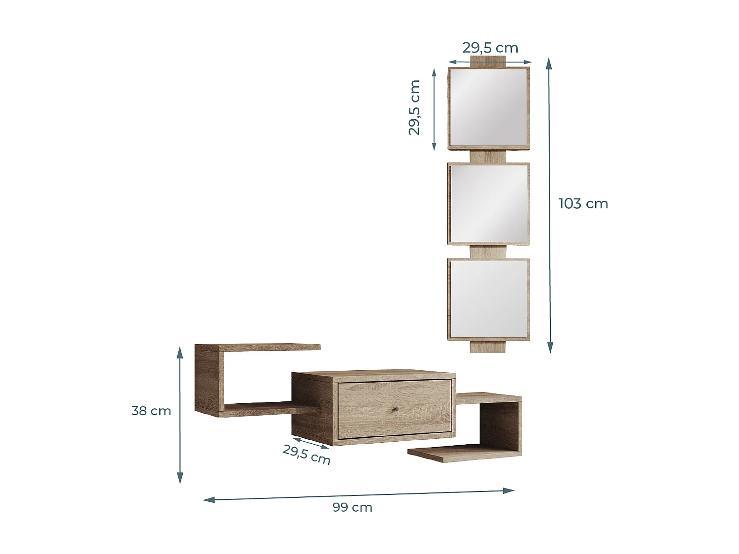 Recibidor para Entrada Pasillo en Sonoma 99,5x22x145cm Neo