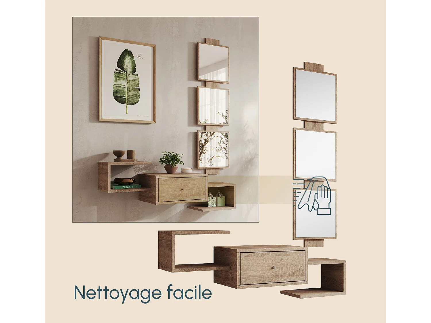 Recibidor para Entrada Pasillo en Sonoma 99,5x22x145cm Neo