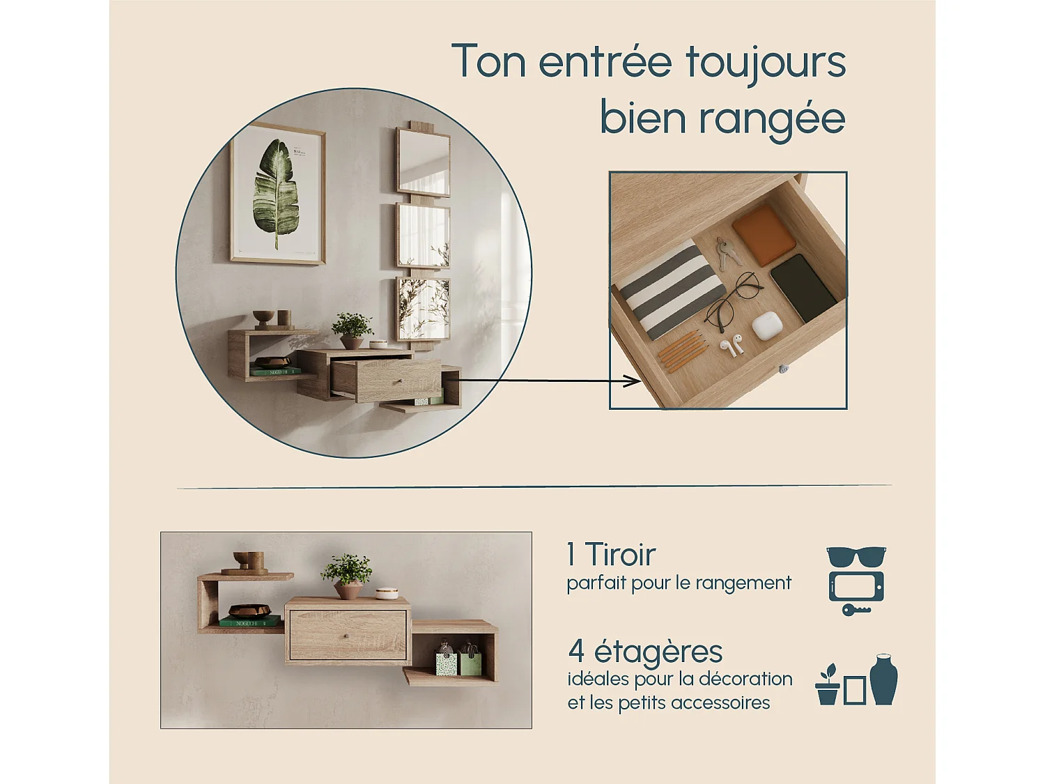 Recibidor para Entrada Pasillo en Sonoma 99,5x22x145cm Neo