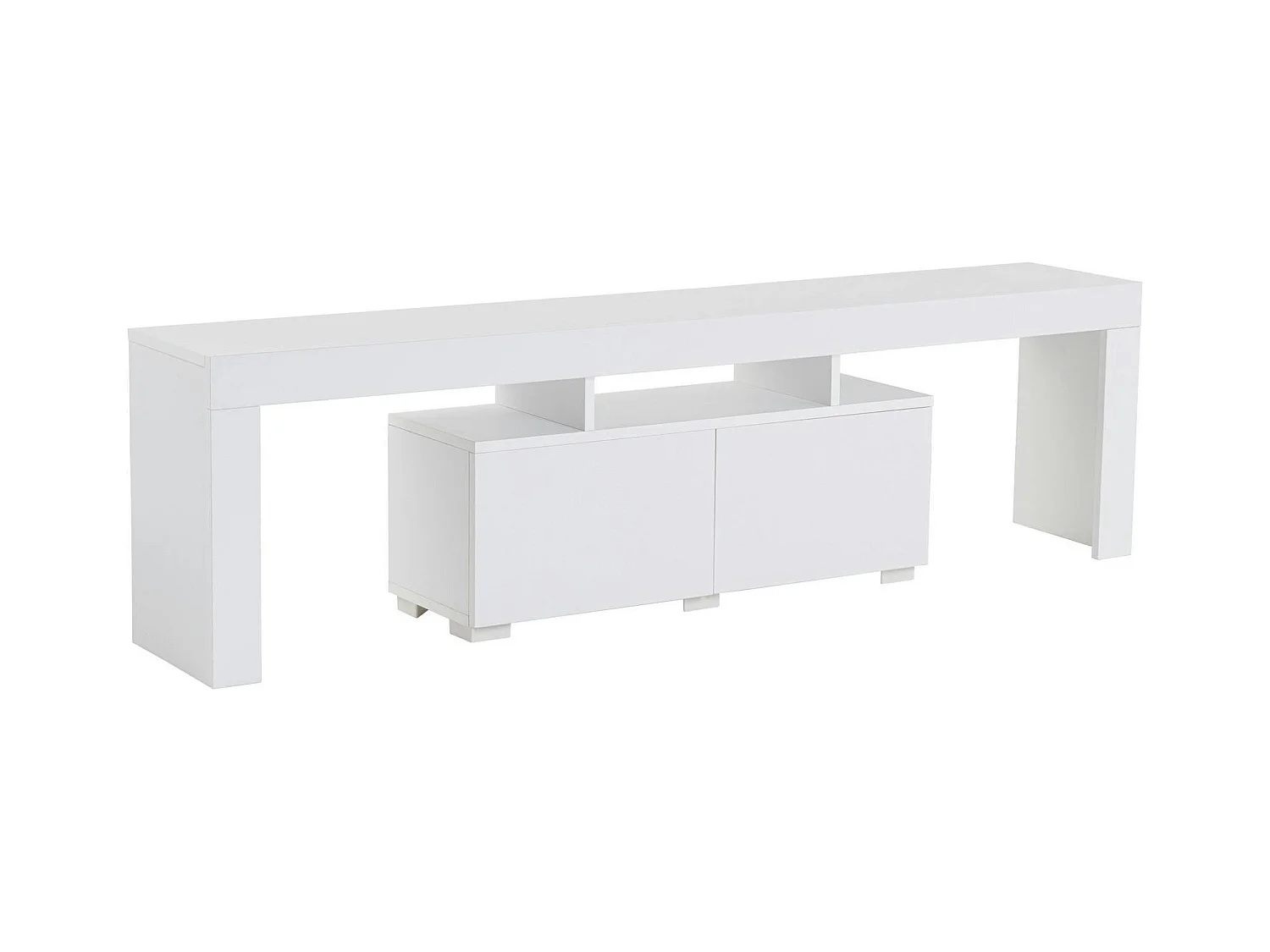 Banc TV moderne blanc avec rangement - effet laque MARFA