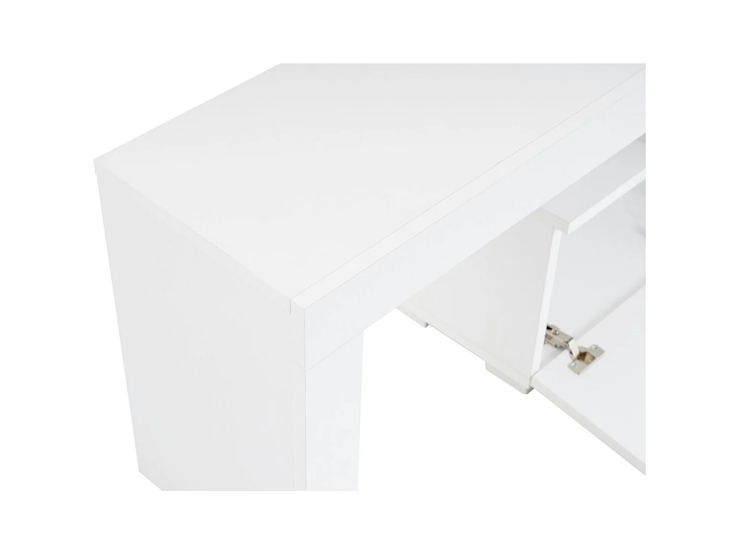 Banc TV moderne blanc avec rangement - effet laque MARFA