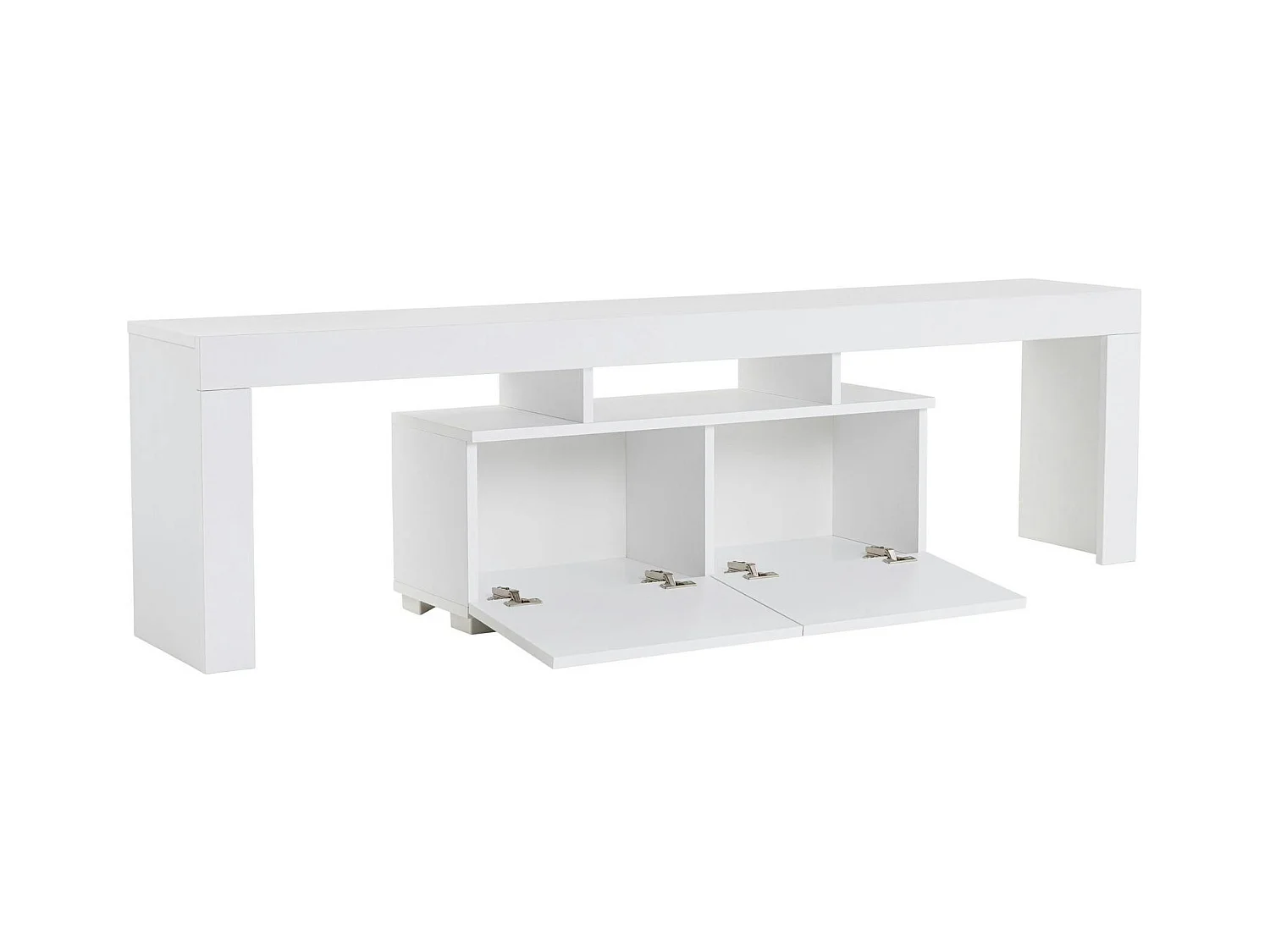 Banc TV moderne blanc avec rangement - effet laque MARFA