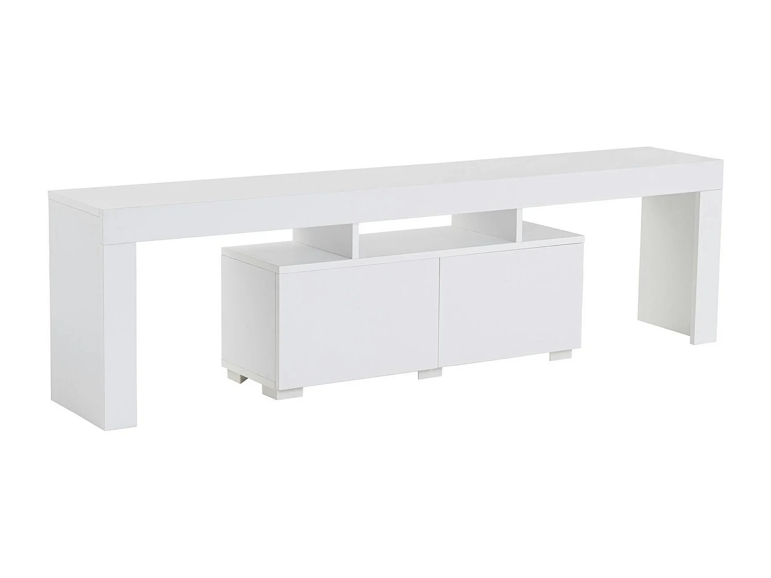 Banc TV moderne blanc avec rangement - effet laque MARFA