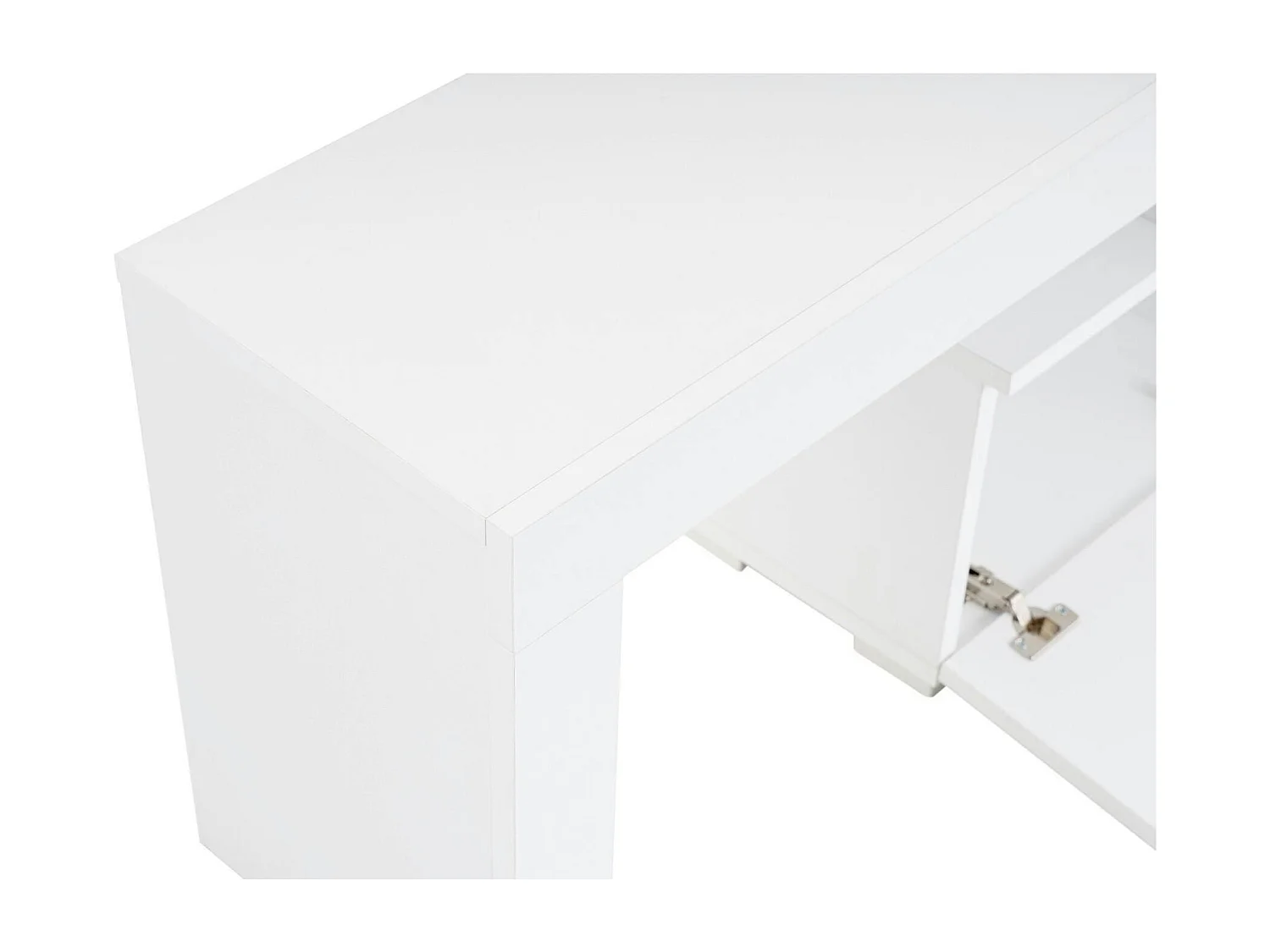 Banc TV moderne blanc avec rangement - effet laque MARFA