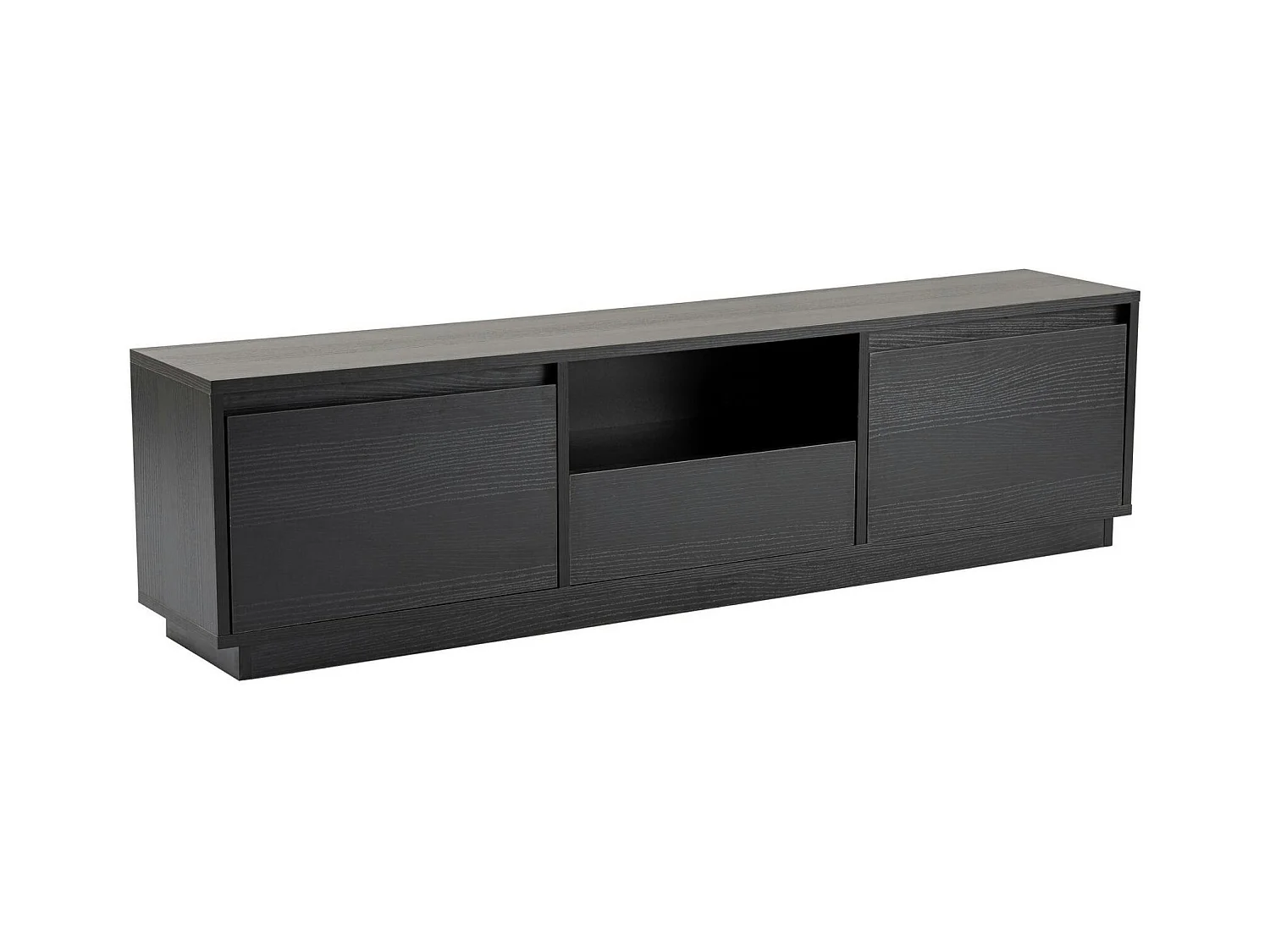 Meuble TV noir avec rangement - effet bois MARFA