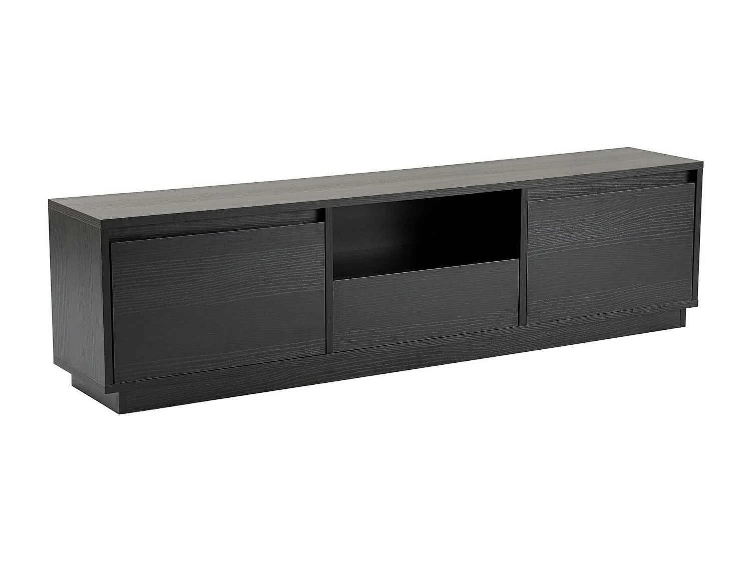 Meuble TV noir avec rangement - effet bois MARFA