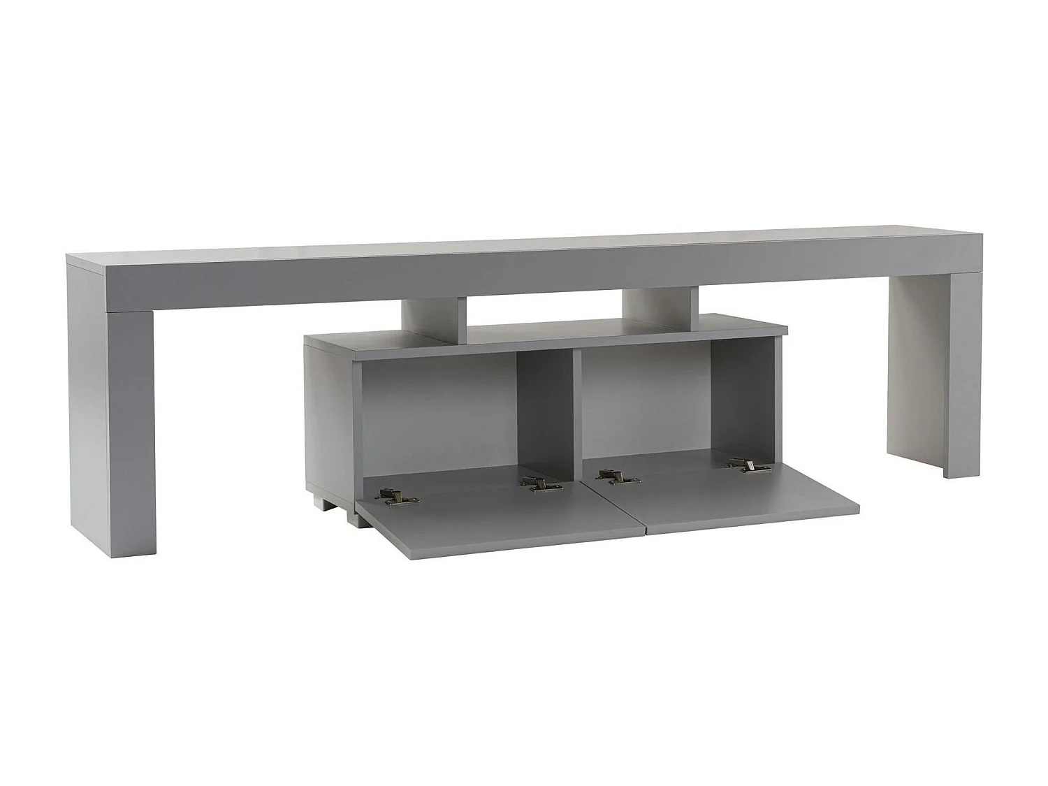 Banc TV moderne avec rangement - gris effet laque MARFA